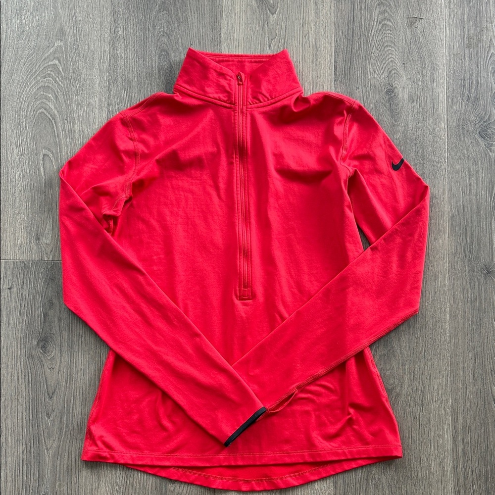 Nike Red Long Sleeve Quarter-Zip Top